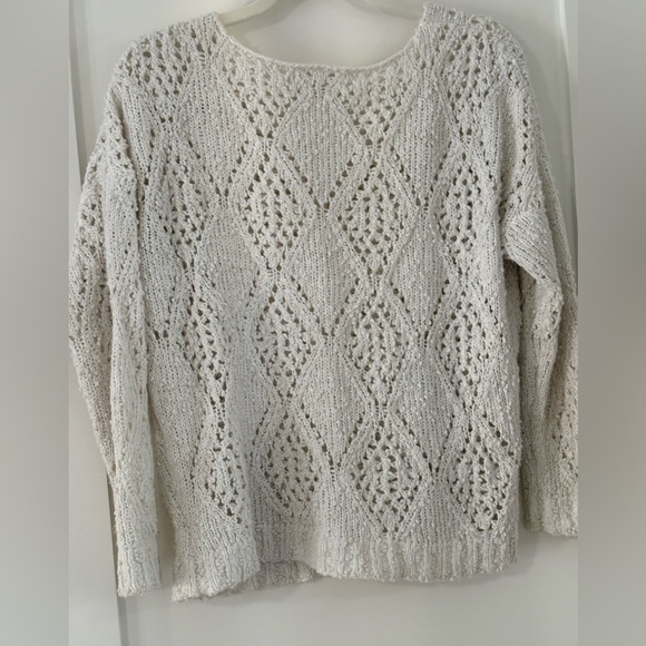 OLIVE & OAK | neutral cream crochet style Sweater, acrylic blend, size medium - Picture 2 of 6